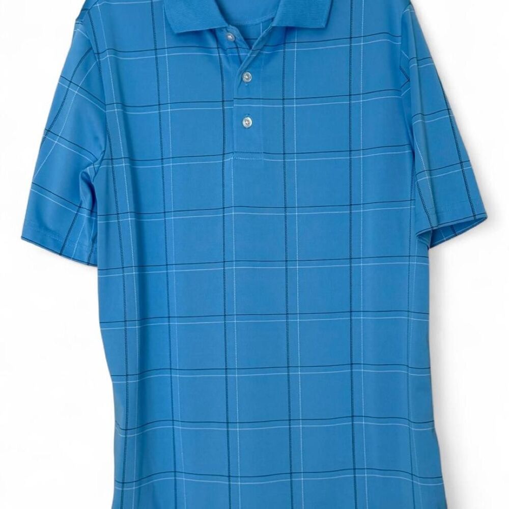 Croft & Barrow Men’s Polo Golf Shirt Small Blue Performance Checked Preppy Dad